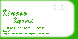 kincso karai business card